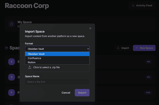 Raccoon Page — Ultra-Fast Keyboard-First Corporate Wiki screenshot 4
