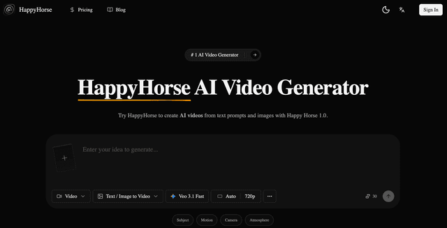 Try HappyHorse AI Video Generator screenshot 1