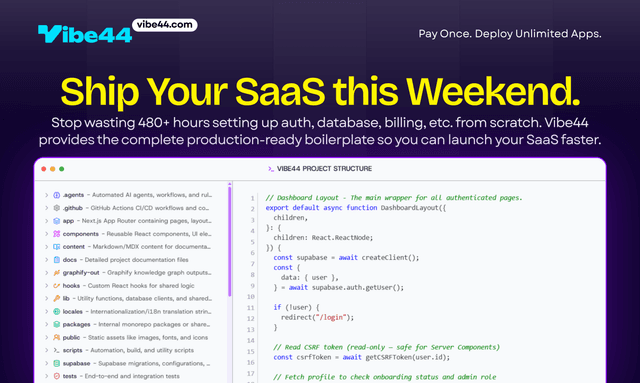 Vibe44 - Ship Your AI SaaS in Days. screenshot 1