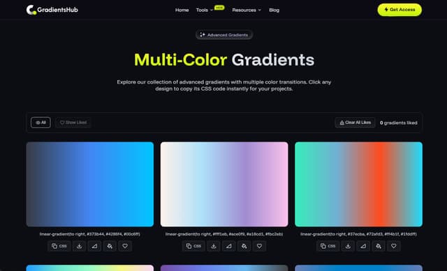 GradientsHub - Free Gradient Backgrounds and Generator Tools screenshot 4