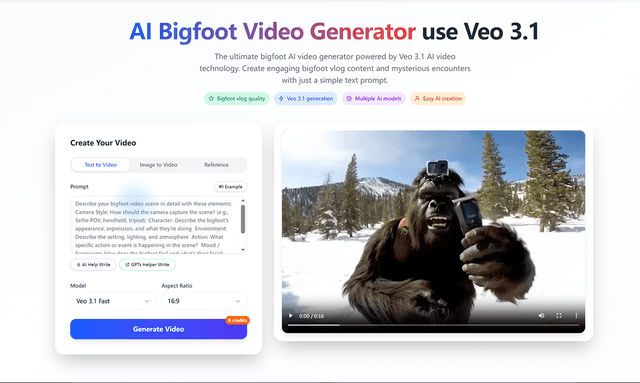AI Bigfoot Video Generator screenshot 1