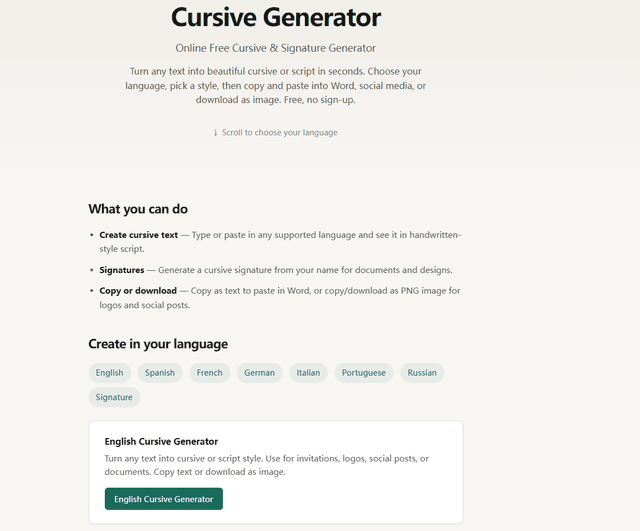 Cursive Generator screenshot 1