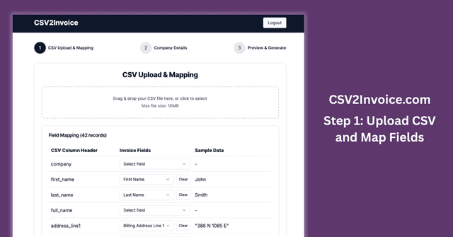 CSV2Invoice screenshot 1