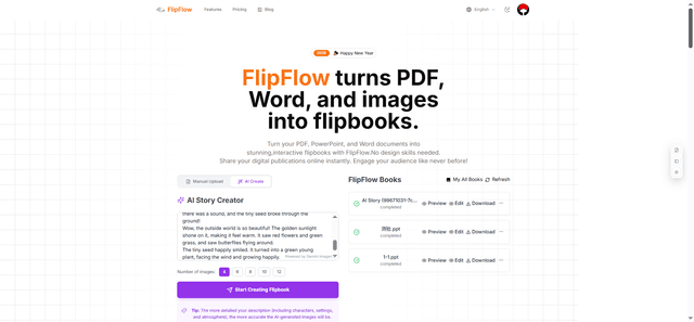 FlipFlow turns PDF, Word, and images into flipbooks. screenshot 2