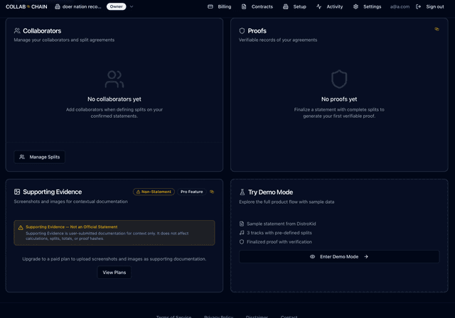 Collab Chain | Verifiable Royalty Proof for Music Credits screenshot 3