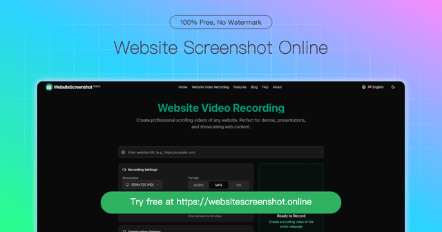 Free Online Website Screenshot and Video Recording Tool screenshot 4
