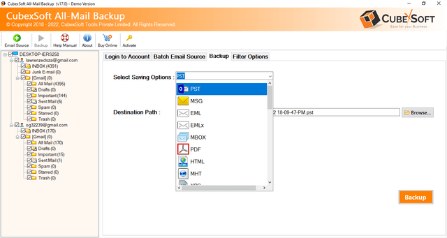CubexSoft Email Backup Tool screenshot 2