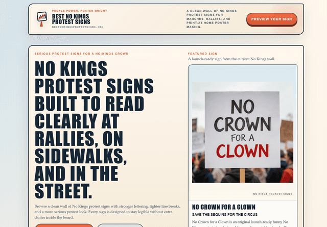 best no kings protest signs screenshot 1