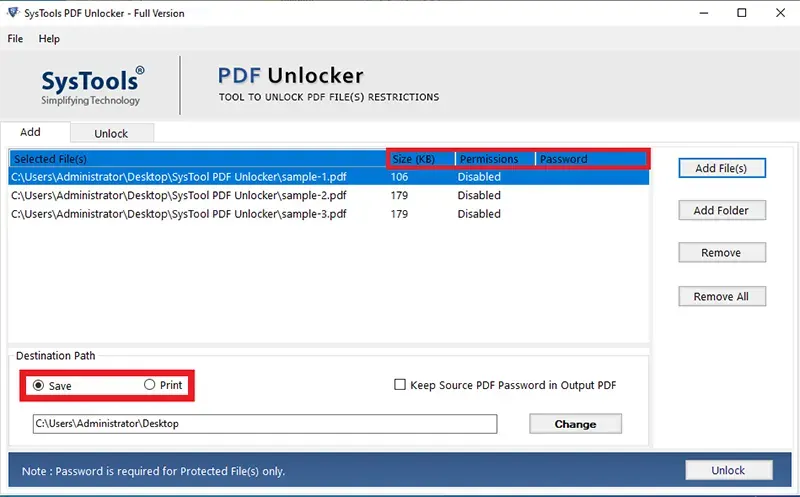 SysTools PDF Unlocker Tool screenshot 2