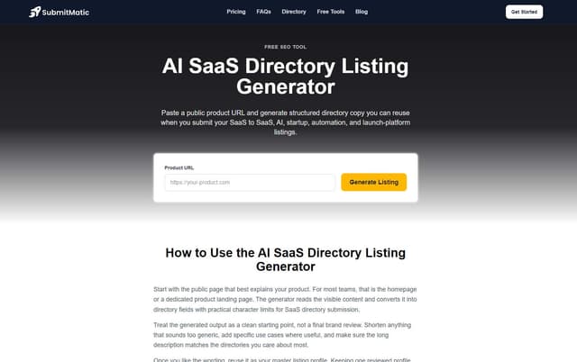 AI SaaS Directory Listing Generator screenshot 2