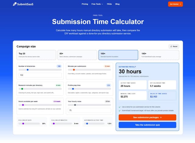 Submission Time Calculator screenshot 1