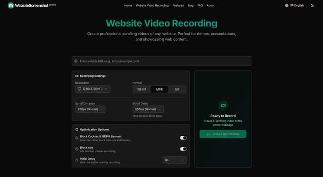 Free Online Website Screenshot and Video Recording Tool screenshot 2