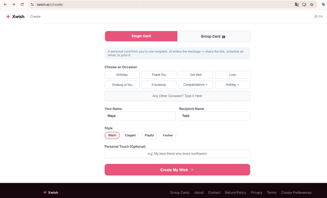 Xwish.ai screenshot 2