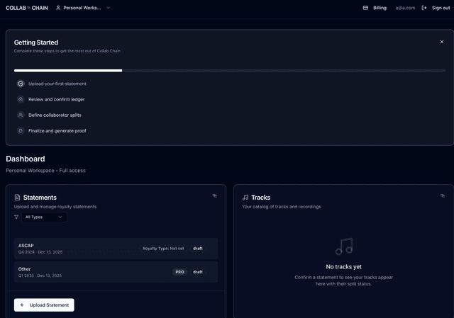 Collab Chain | Verifiable Royalty Proof for Music Credits screenshot 2