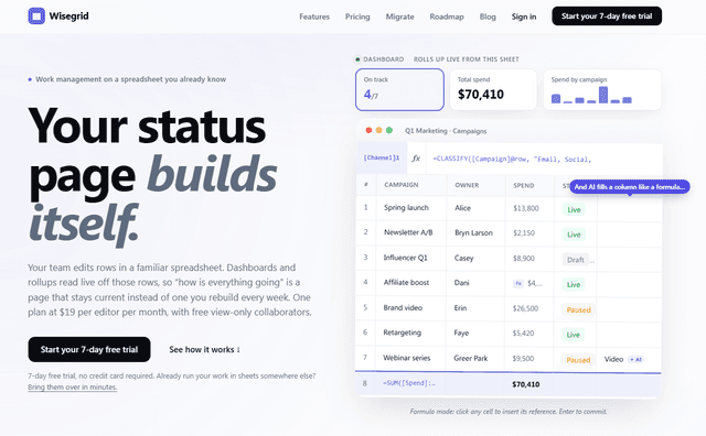 Wisegrid screenshot 1