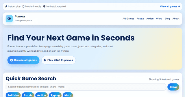 Funora Online Games Hub screenshot 1