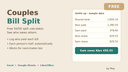 Couples Bill Split Lite - Excel Google Sheets