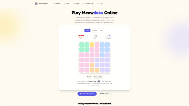 Meowdoku Online screenshot 1