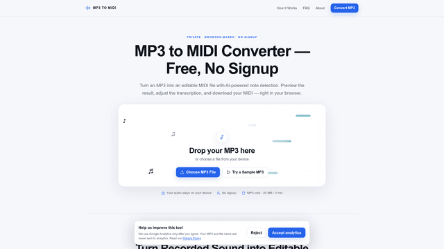 MP3 to MIDI Converter — Free Online AI Tool, No Signup screenshot 2