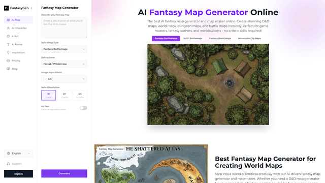 AI Fantasy Map Generator  - FantasyGen screenshot 1