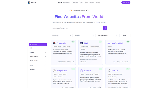 FWFW - Find Websites From World screenshot 2