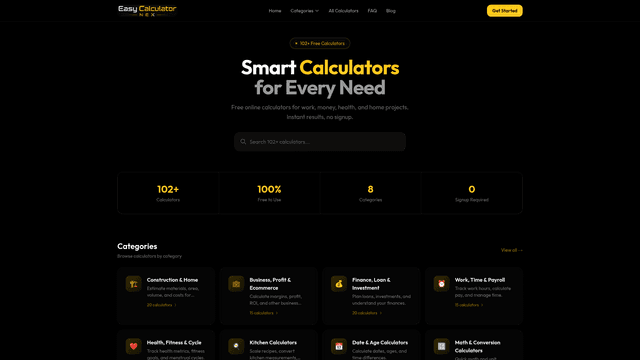 Easy Calculator Nex - Fast, Free Online Calculators screenshot 1