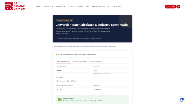 Conversion Rate Calculator & Benchmarks screenshot 2