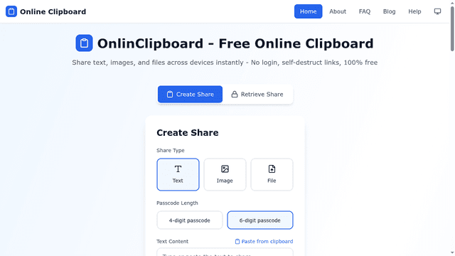 OnlinClipboard - Free Online Clipboard for Text & Files screenshot 2