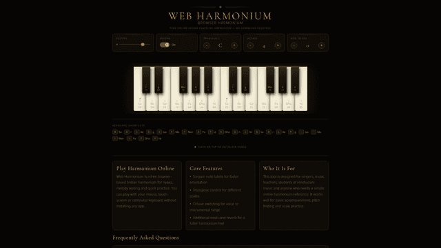 Web Harmonium | Free Online Harmonium with Sargam & Keyboard screenshot 2