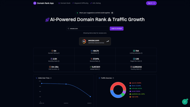AI-Powered Domain Rank & Traffic Growth - Domain Rank App screenshot 2