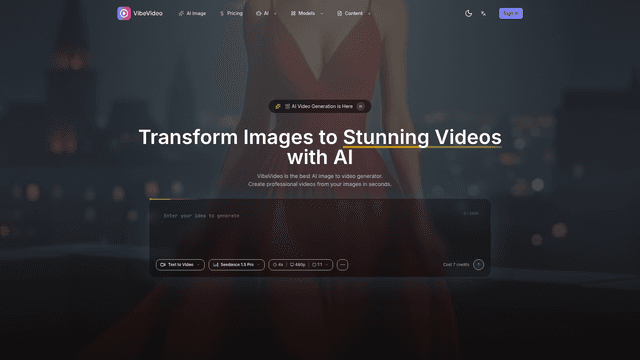 Image to Video AI Generator | VibeVideo screenshot 1