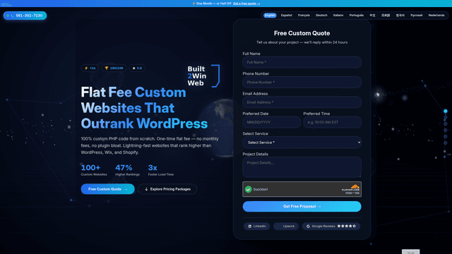 Web Designer | Custom PHP Websites, Flat Fee – BuiltToWinWeb screenshot 2