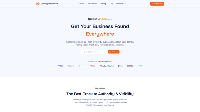 CoveragePush.com | Get Your Business Found Everywhere Online screenshot 1