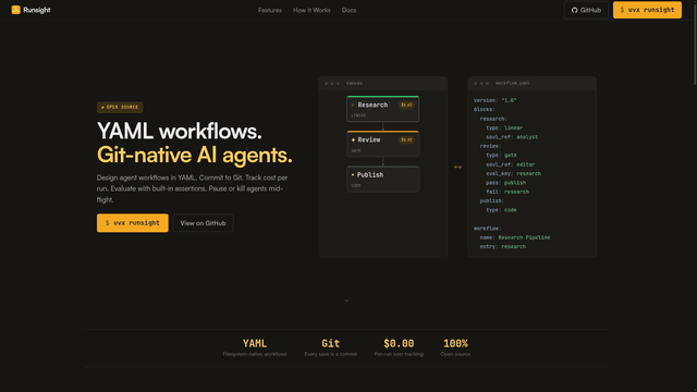 Runsight — YAML-first workflow engine for AI agents screenshot 1