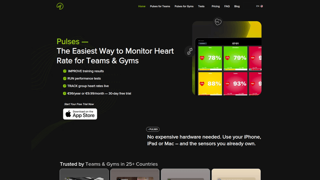 Pulses App: Group Heart Rate Monitoring for Teams & Gyms screenshot 2