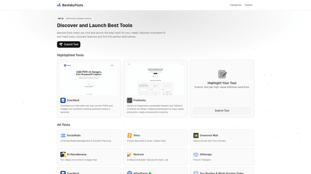 BestskyTools: Discover and Launch Best AI and SaaS Tools screenshot 2