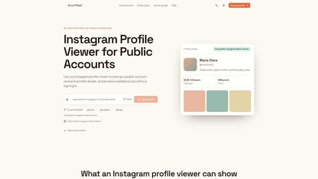Instagram Profile Viewer for Public Accounts | AnonPeek screenshot 2