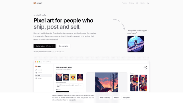 minia.art — AI pixel art for products, feeds and campaigns screenshot 2