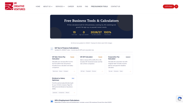 Free UK Business Calculators & Tools screenshot 2