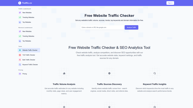 Traffic.cv: Free Website Traffic Checker screenshot 1