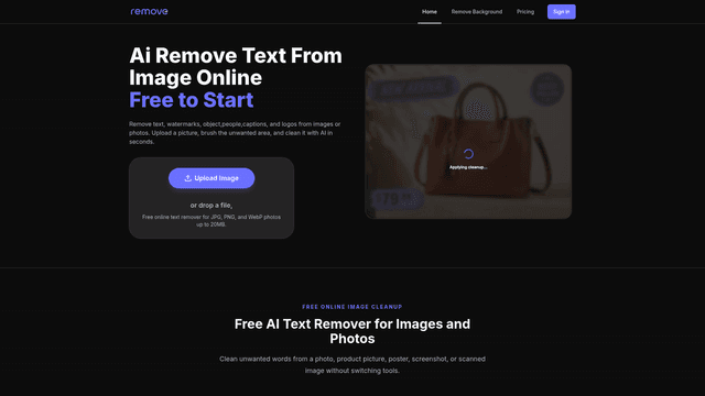 AI Remove Text From Image | airemovetextfromimage.com screenshot 2