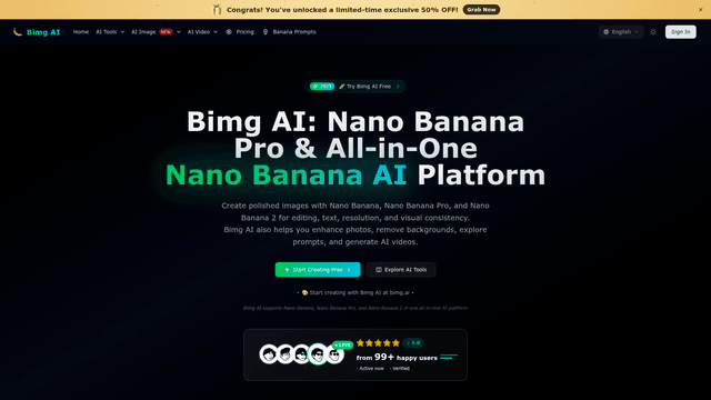 Bimg AI: Nano Banana AI Platform screenshot 1