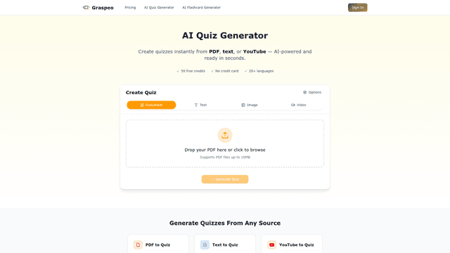 Graspeo - Free AI Quiz Generator screenshot 2