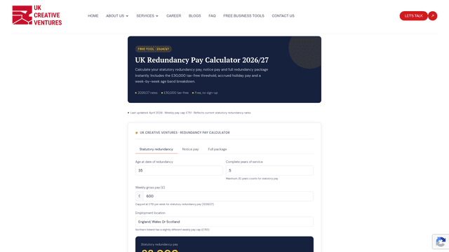 UK Redundancy Pay Calculator 2026/27 screenshot 2