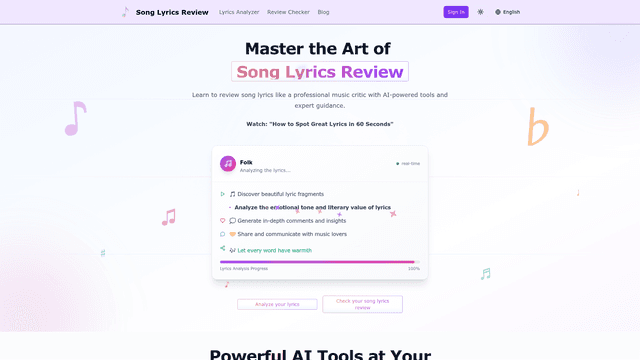 Song Lyrics Review - AI-Powered Analysis & Review Tools screenshot 1