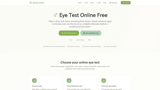 Eye Test Online Free - Free Vision Screening screenshot 1