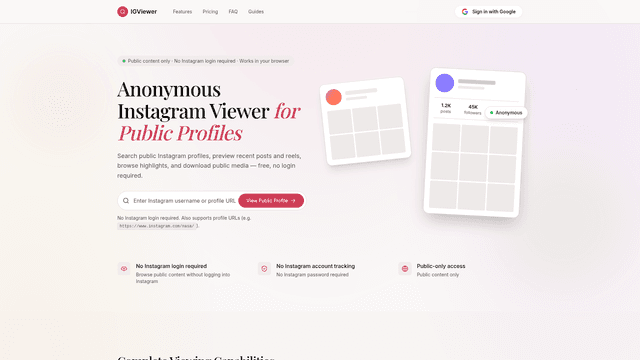 Instagram Viewer - Anonymous Public Profile Web Viewer screenshot 1