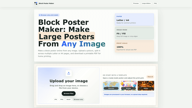 Block Poster Maker - Make Large Posters From Any Image screenshot 1