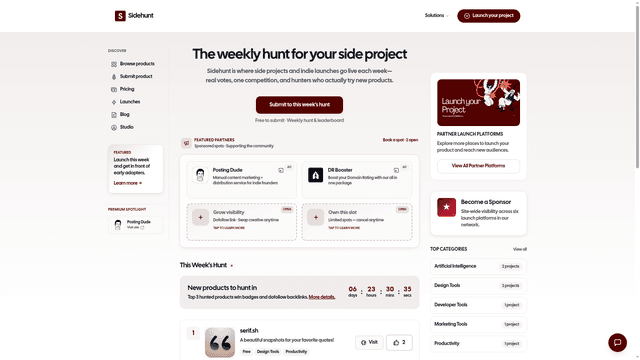 Sidehunt - Weekly hunt for side projects & products screenshot 2