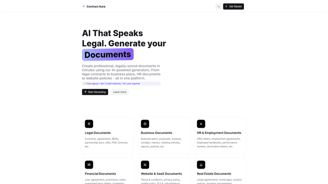 Contract Aura - AI-Powered Legal Generator screenshot 2